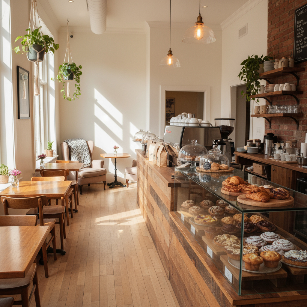 Interior of Pika Spanish Bakery café with seating and pastry display